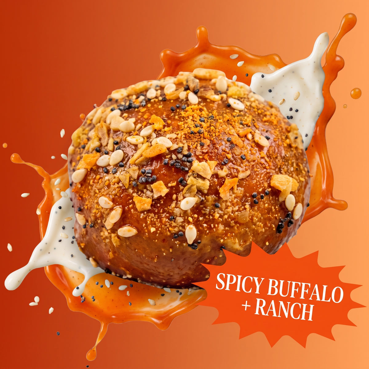 Buffalo Ranch Everything Bagel soft pretzel bites, close-up