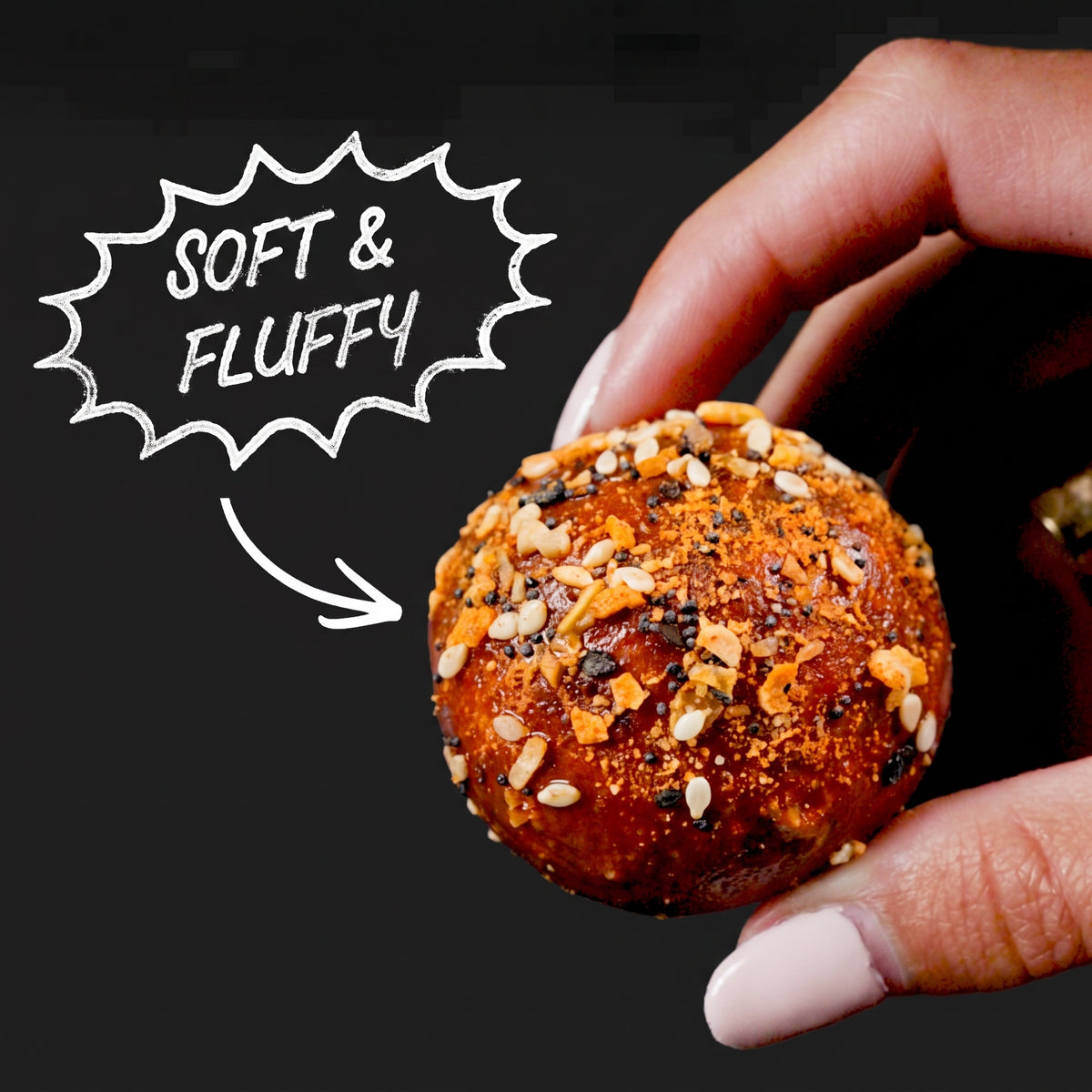 Buffalo Ranch Everything Bagel soft pretzel bites, size reference