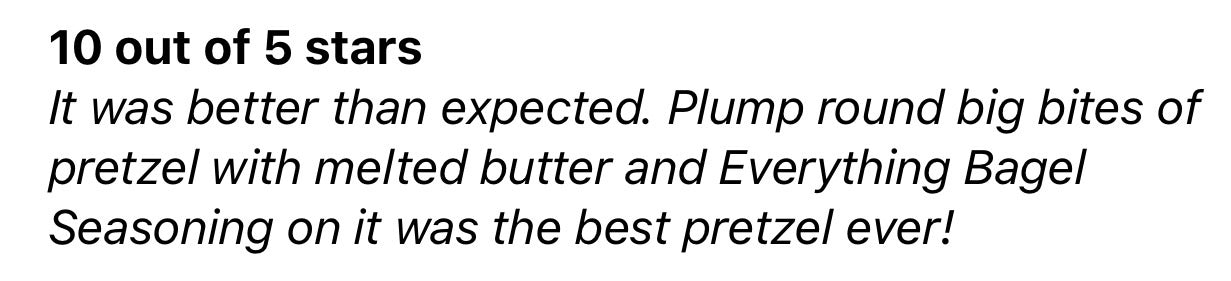 Customer review of Everything Bagel