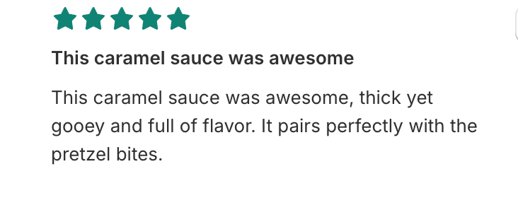 Customer review of Salted Caramel Sauce 3oz